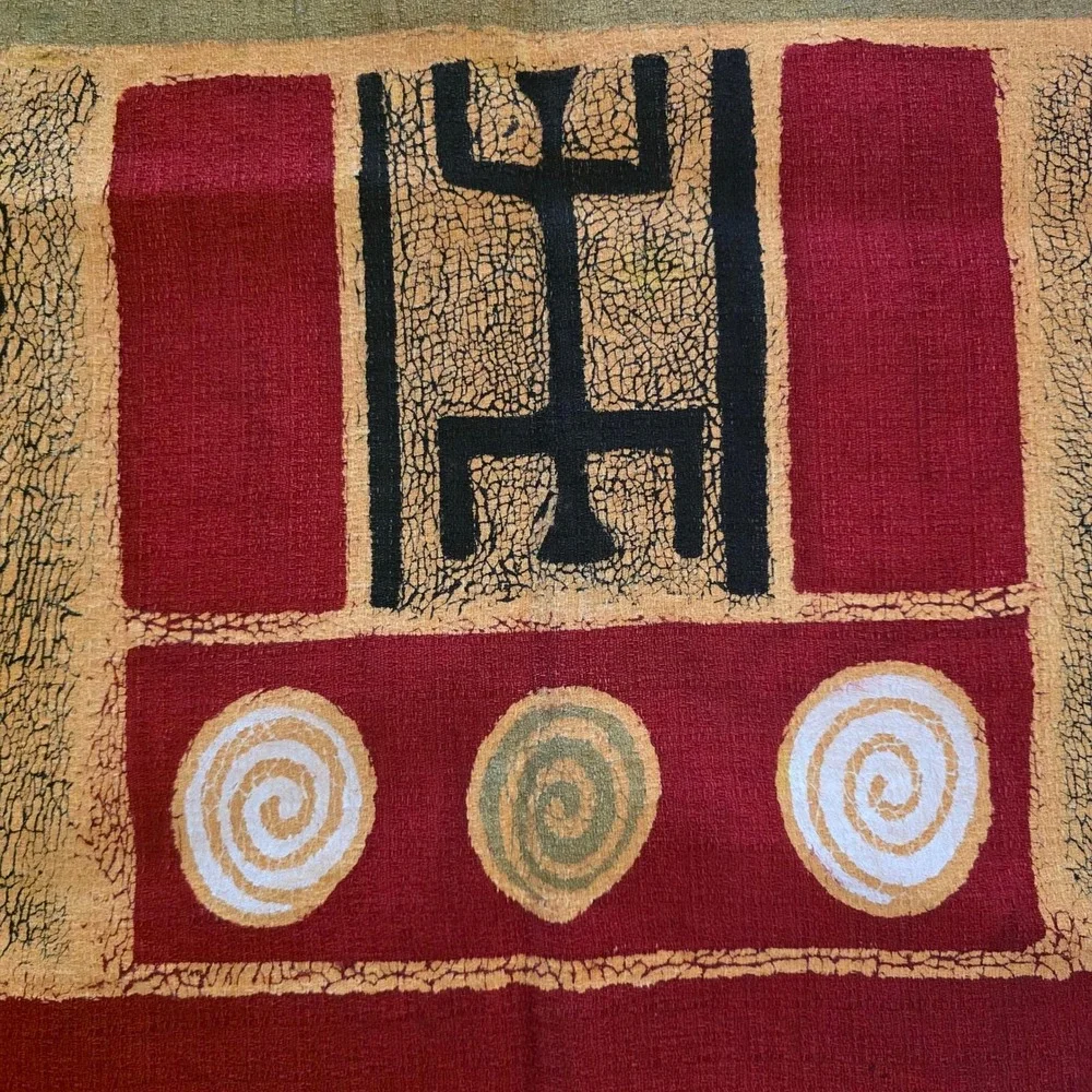 Hand Painted African Wall Hanging or Textile Safari Zebra Elephant Sunrise 36x60